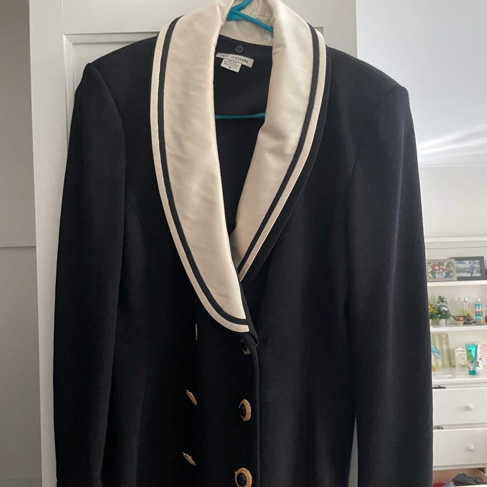 St. John 100% silk long blazer